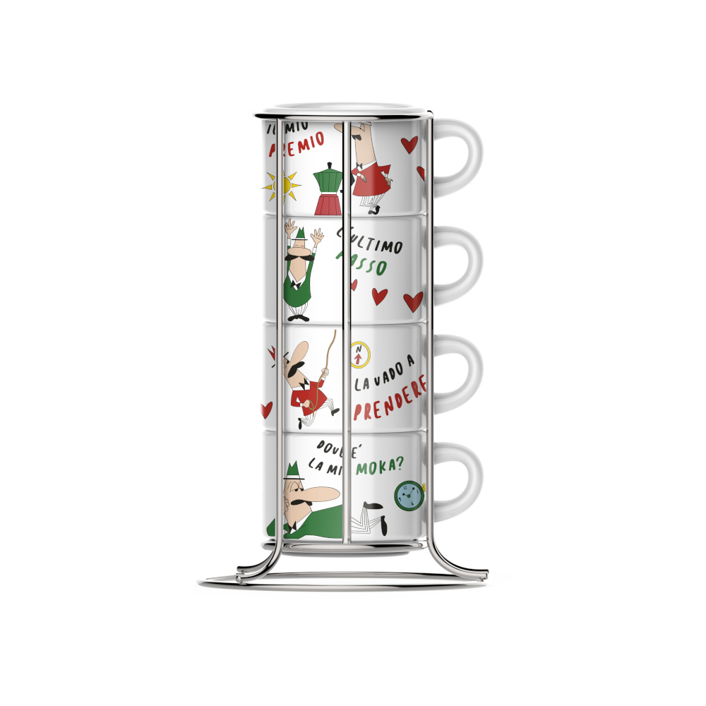 [JETAZZ203] 4 Cappuccinotassen mit Metallgestell