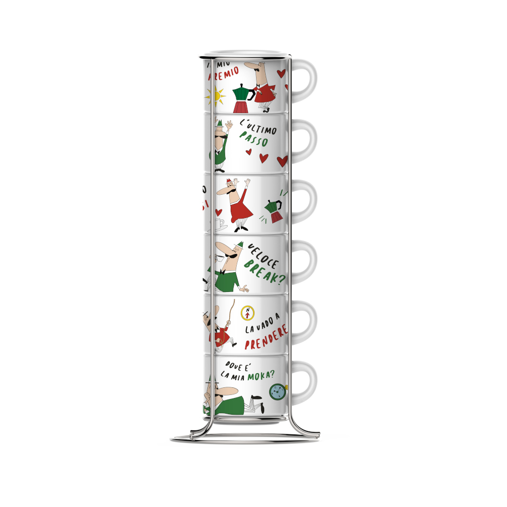 [JETAZZ202] 6 Espressotassen mit Metallgestell
